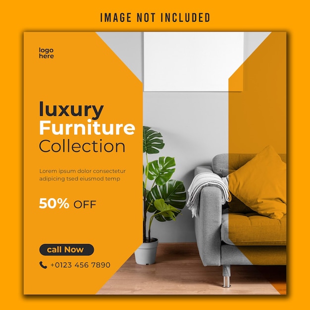 PSD square flyer template for interior design