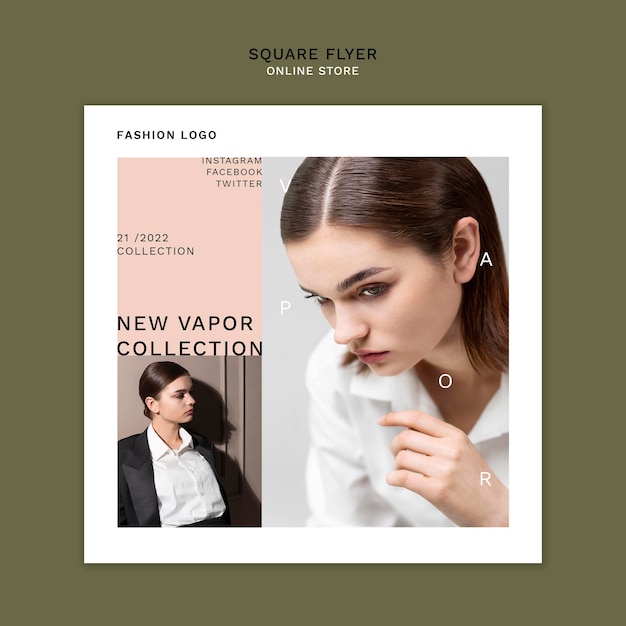 PSD square flyer template for minimalistic online fashion store