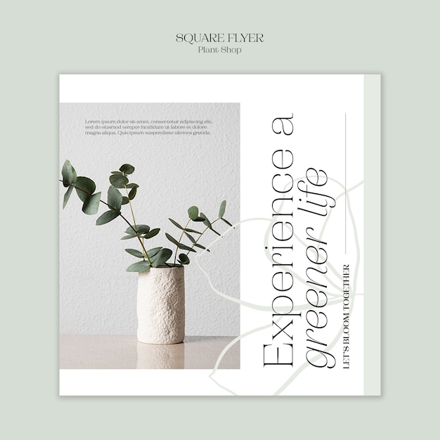 Square flyer template for plant store business