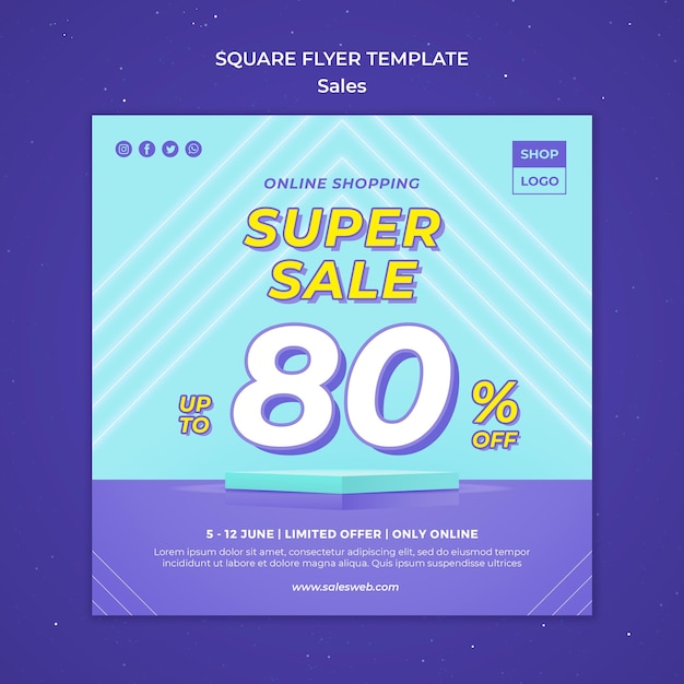 PSD square flyer template for super sale