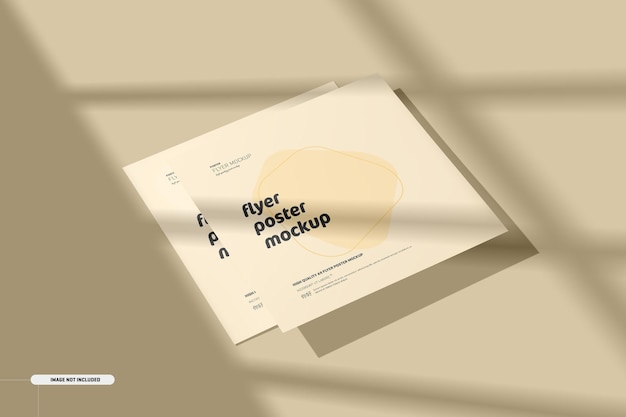 Square flyers mockup with shadow overlay