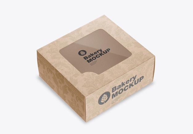 Square food box with window mockup