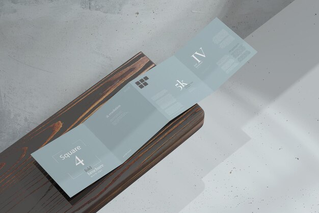 Square Four Fold Brochure Mockup