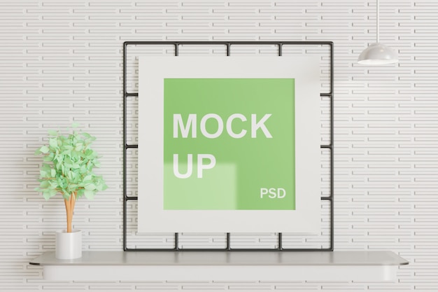 Square frame mockup on the wall