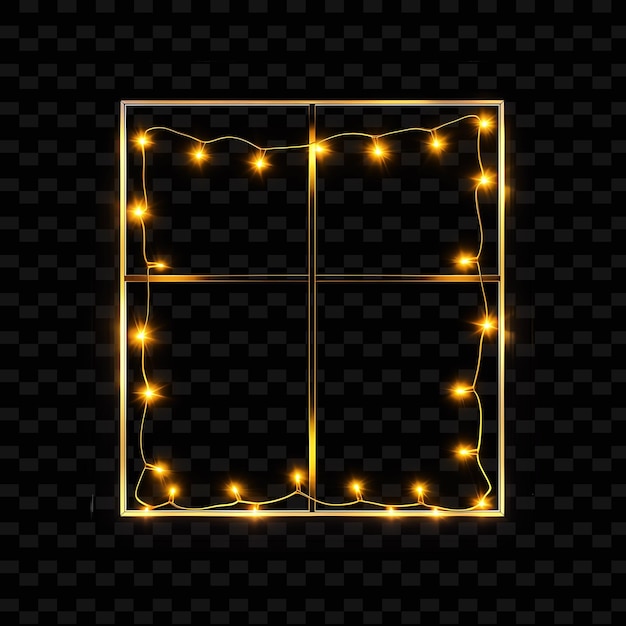 PSD a square frame with yellow lights on a black background