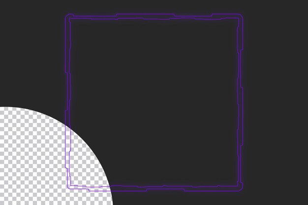 PSD square futuristic sci fi frame with purple glow