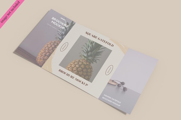 PSD square gatefold brochure mockup