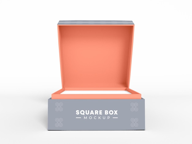 Square Gift Box With Cover Mockup