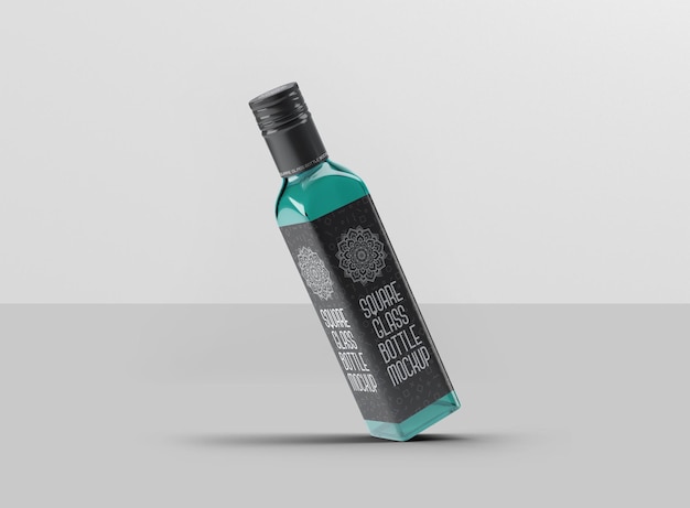 square glass bottle mockup