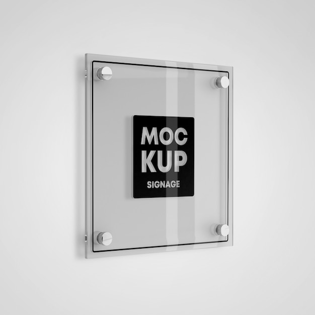 Mockup logo segnaletica in vetro quadrato