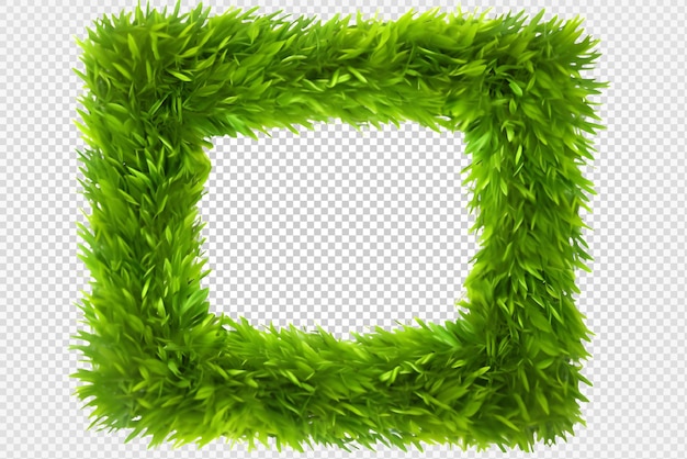 PSD square grass frame isolated on white background generative ai