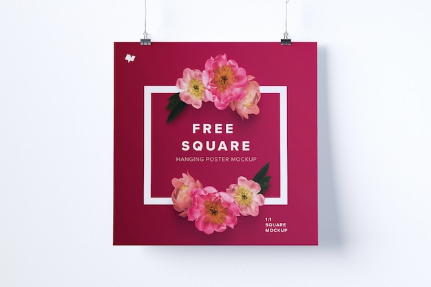 Mockup di poster appesi quadrati