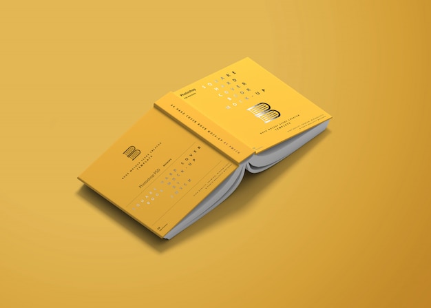 Square hard cover book mockup