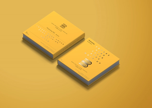 Square hard cover book mockup