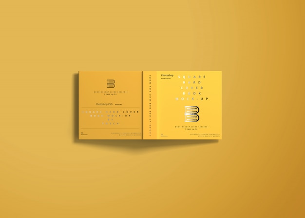 Square hard cover book mockup