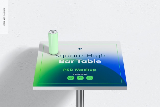 Квадратный макет стола с высокой барной стойкой, крупным планом
