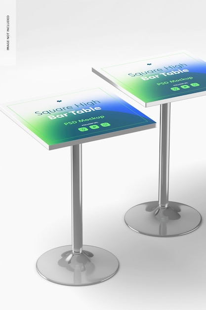 PSD square high bar tables mockup