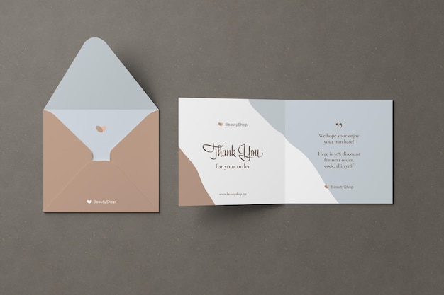 PSD square invitation and greeting card mockup