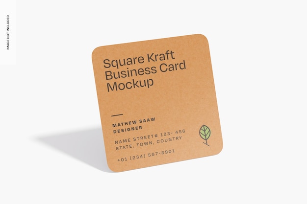 PSD square kraft business card mockup left view