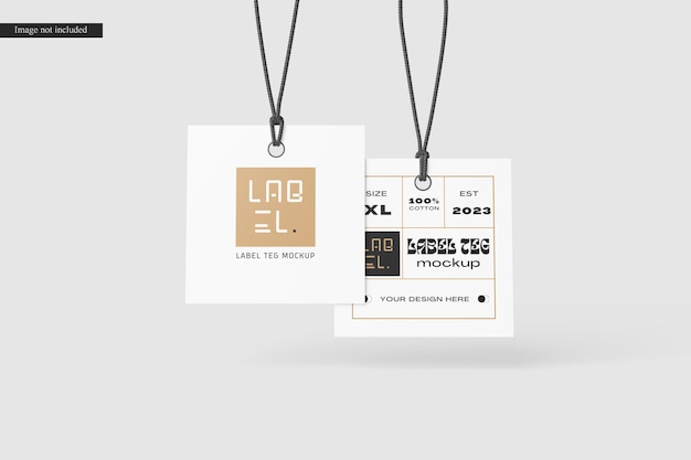 PSD square label teg mockup