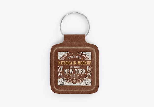 Square leather keychain mockup 3d render