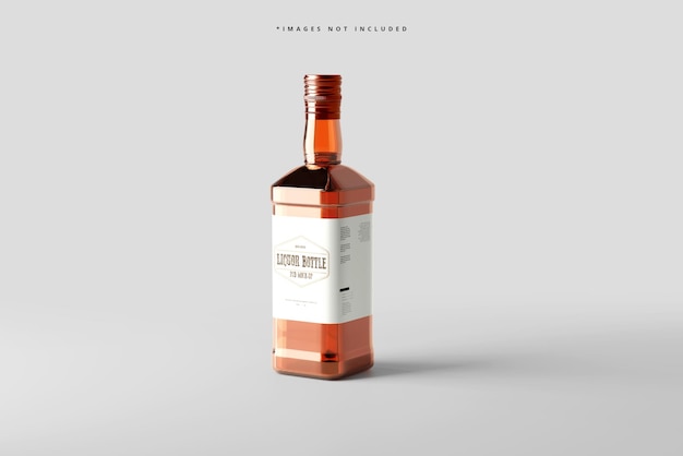 Square liquor bottle mockup