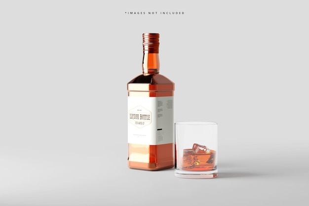 PSD square liquor bottle mockup