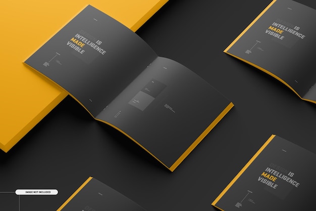 PSD square magazine brochure mockup