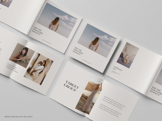 Premium PSD | Square magazine mockup