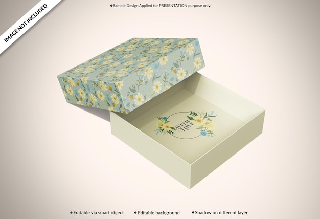 Square mailing box packaging mockup