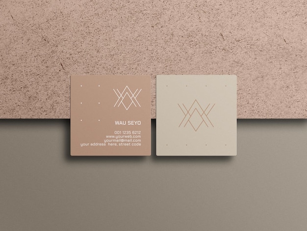 Square minimal business cards mockup