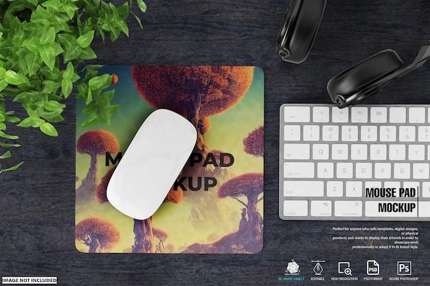 PSD tappetino per mouse quadrato mockup