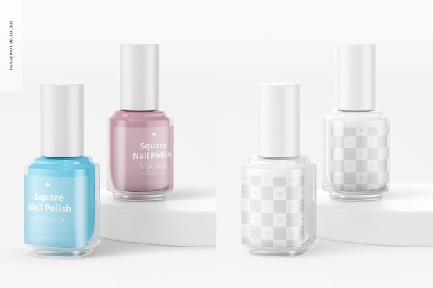 Square Nail Polishes Mockup