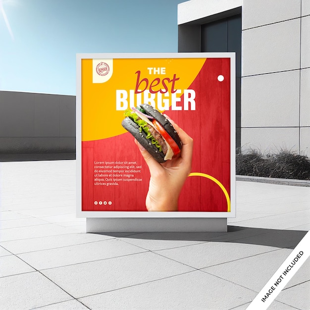 Square outdoor billboard mockup