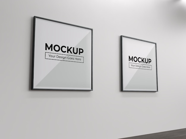 Square painting photo and poster frame on wall indoor mockup