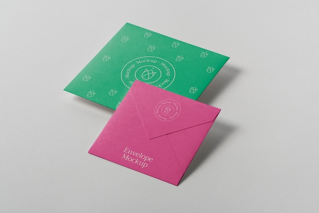 Square paper envelopes mock-up