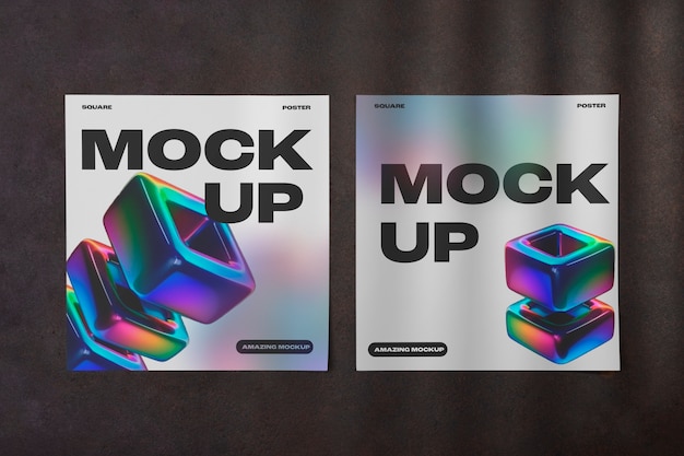 PSD square paper flyer mockup