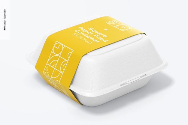 Square paper food container mockup