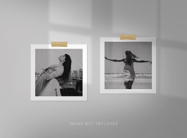 Square photo frame mockup with paper effect