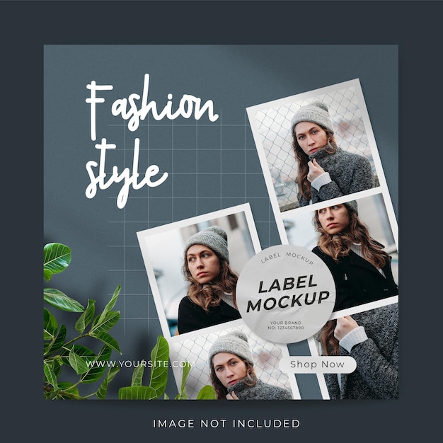 Square Photo Frame With Realistic Paper Mockup For Design Portfolio Social Media or Branding Photo Frame Mockup