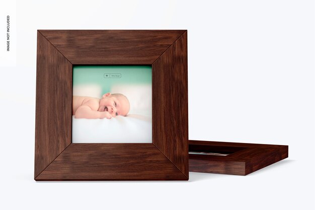 Square photo frames mockup, front view