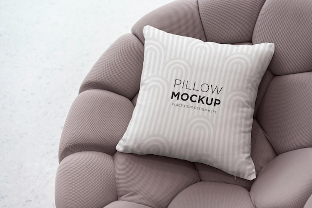 Square pillow mockup in modern interior