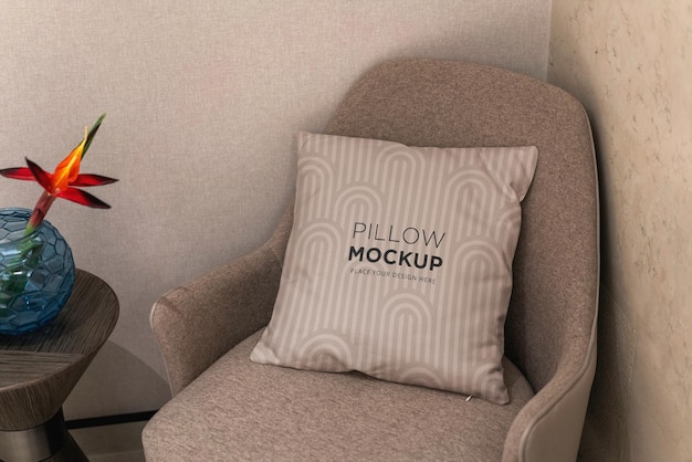 Square pillow mockup in modern interior