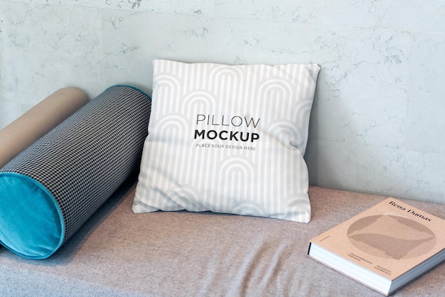 Square pillow mockup in modern interior