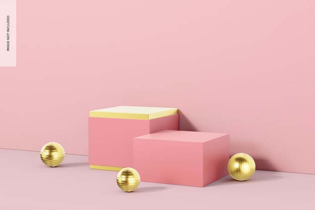 square pink stage mockup, right view