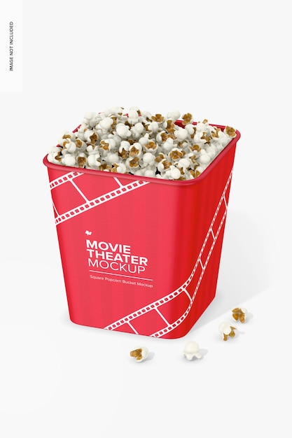 PSD square popcorn buckets mockup perspective