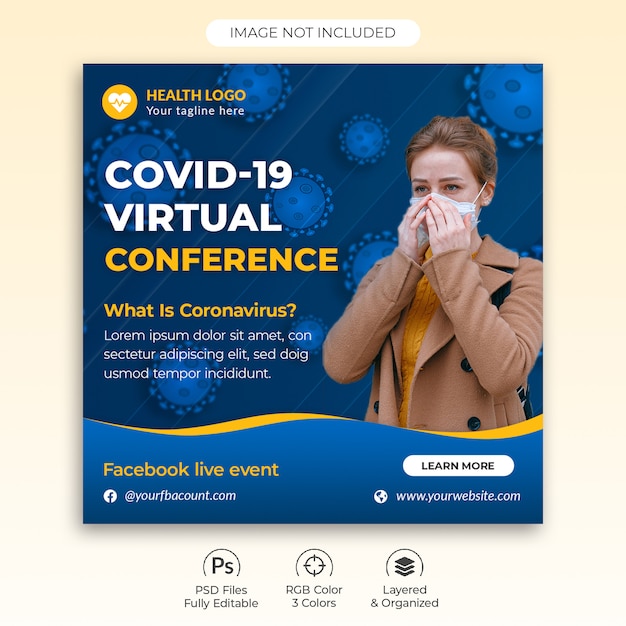 Square post template about novel coronavirus virtual conference