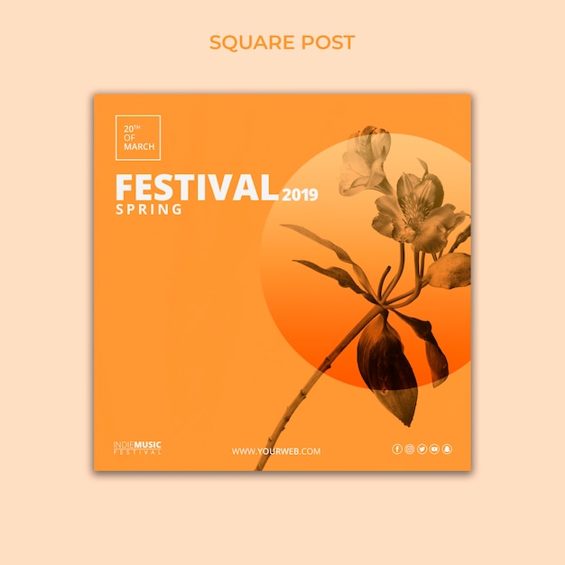 Square post template with spring festival concept