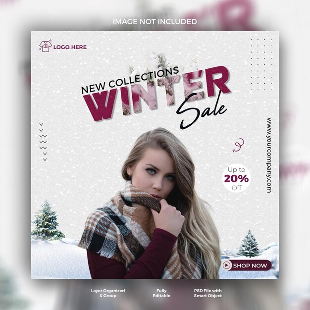 PSD square poster template for winter sale