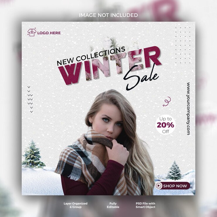 Square poster template for winter sale